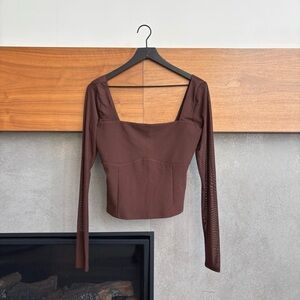 Abercrombie & Fitch Brown Fitted Bustier Blouse, Size L